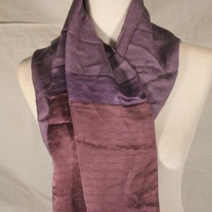 Heavy purple silk scarf with fringe, 11x60